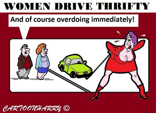 Cartoon: Thrifty (medium) by cartoonharry tagged thrifty,women,dust,driving,car,cartoonist,cartoonharry,dutch,toonpool