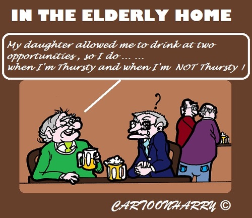 Cartoon: Very Thirsty (medium) by cartoonharry tagged elderly,fellows,drink,drunk,thirsty