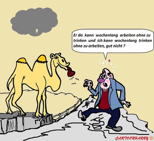 Cartoon: Wochenlang (medium) by cartoonharry tagged toonpool,deutsch,dutch,cartoonharry,cartoonist,cartoon,toons,toon,kartun,kamel,arbeieten,trinken,ohne,wochenlang