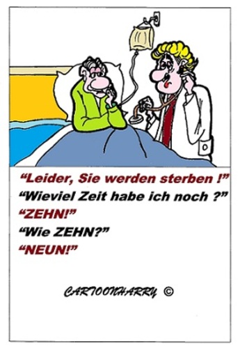 Cartoon: Zehn .... Neun! (medium) by cartoonharry tagged wenig,worte,sterben,doktor,cartoon,cartoonist,cartoonharry,dutch,toonpool