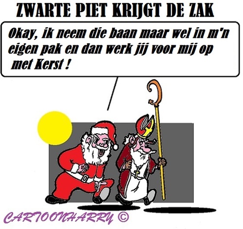 Cartoon: Zwarte Piet is weg (medium) by cartoonharry tagged nederland,zwartepiet,kerstman,sinterklaas