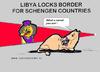 Cartoon: Border Lock Libya (small) by cartoonharry tagged cartoonharry,cartoon,libya,khadaffi,camel,lock,border