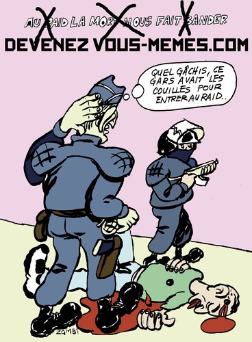 Cartoon: Little Terrorist vs Big One (medium) by Zombi tagged mohamed,mehra,terrorist,police,toulouse,raid,french,cops,terrorism