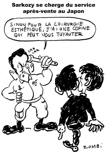 Cartoon: Sarkozy in Japan (medium) by Zombi tagged sarkozy,japan,fukushima,french,cartoon