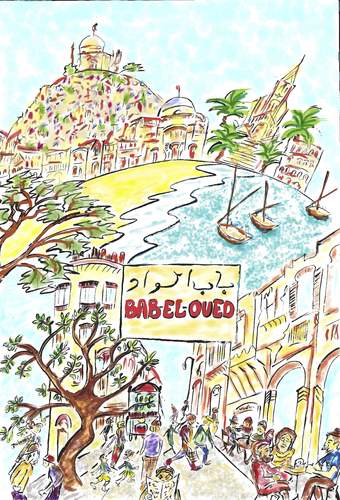 Cartoon: Bab el Oued (medium) by Dekeyser tagged algeria,bab,el,oeud,city,alger,see,boats