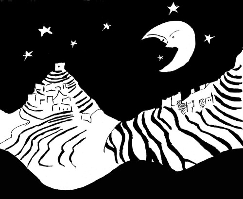 Cartoon: desert moon (medium) by Dekeyser tagged landscape,night,moon,desert,comic