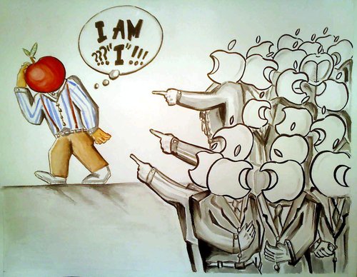 Cartoon: I AM I??? (medium) by joschoo tagged monopolism,lifestyle,society,iphone,apple