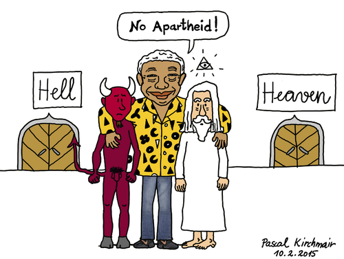 Cartoon: Apartheid (medium) by Pascal Kirchmair tagged nelson,mandela,cartoon,caricature,karikatur,reconciliation,apartheid,heaven,hell,diavolo,teufel,gott,god,dieu,diable,devil,nelson,mandela,cartoon,caricature,karikatur,reconciliation,apartheid,heaven,hell,diavolo,teufel,gott,god,dieu,diable,devil