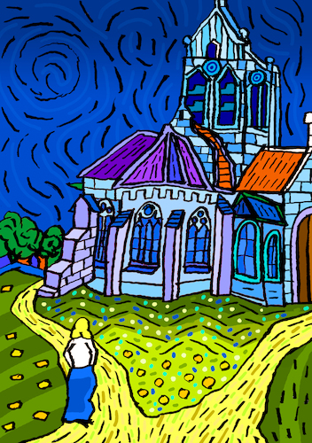 Cartoon: Die Kirche von Auvers (medium) by Pascal Kirchmair tagged the,church,at,von,auvers,die,kirche,eglise,after,vincent,van,gogh,cuadro,quadro,bild,picture,artist,artiste,artista,kunst,künstler,illustration,drawing,zeichnung,pascal,kirchmair,cartoon,caricature,karikatur,ilustracion,dibujo,desenho,ink,disegno,ilustracao,illustrazione,illustratie,dessin,de,presse,du,jour,art,of,day,tekening,teckning,cartum,vineta,comica,vignetta,caricatura,portrait,porträt,portret,retrato,ritratto,digital,painting,wacom,cintiq,21ux,the,church,at,von,auvers,die,kirche,eglise,after,vincent,van,gogh,cuadro,quadro,bild,picture,artist,artiste,artista,kunst,künstler,illustration,drawing,zeichnung,pascal,kirchmair,cartoon,caricature,karikatur,ilustracion,dibujo,desenho,ink,disegno,ilustracao,illustrazione,illustratie,dessin,de,presse,du,jour,art,of,day,tekening,teckning,cartum,vineta,comica,vignetta,caricatura,portrait,porträt,portret,retrato,ritratto,digital,painting,wacom,cintiq,21ux