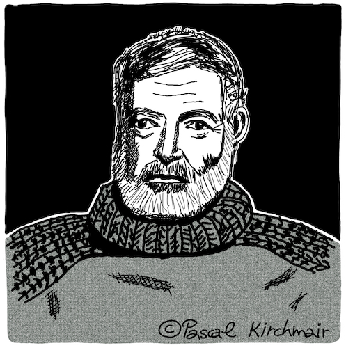 Cartoon: Ernest Hemingway (medium) by Pascal Kirchmair tagged ernest,miller,hemingway,karikatur,portrait,caricature,retrato,dibujo,drawing,dessin,desenho,porträt,cartoon,zeichnung,ritratto,caricatura,portret,tekening,usa,ernest,miller,hemingway,karikatur,portrait,caricature,retrato,dibujo,drawing,dessin,desenho,porträt,cartoon,zeichnung,ritratto,caricatura,portret,tekening,usa