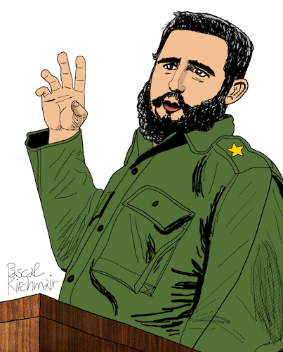 Cartoon: Fidel Castro (medium) by Pascal Kirchmair tagged fidel,alejandro,castro,ruz,cuba,libre,kuba,havanna,illustration,drawing,zeichnung,pascal,kirchmair,political,cartoon,caricature,karikatur,ilustracion,dibujo,desenho,ink,disegno,ilustracao,illustrazione,illustratie,dessin,de,presse,du,jour,art,of,the,day,tekening,teckning,cartum,vineta,comica,vignetta,caricatura,portrait,retrato,ritratto,portret,kunst,paris,france,president,politiker,politician,politics,präsident,revolution,revolucion,speech,rede,comandante,en,jefe,fidel,alejandro,castro,ruz,cuba,libre,kuba,havanna,illustration,drawing,zeichnung,pascal,kirchmair,political,cartoon,caricature,karikatur,ilustracion,dibujo,desenho,ink,disegno,ilustracao,illustrazione,illustratie,dessin,de,presse,du,jour,art,of,the,day,tekening,teckning,cartum,vineta,comica,vignetta,caricatura,portrait,retrato,ritratto,portret,kunst,paris,france,president,politiker,politician,politics,präsident,revolution,revolucion,speech,rede,comandante,en,jefe