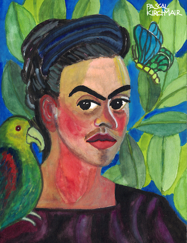 Cartoon: Frida Kahlo (medium) by Pascal Kirchmair tagged self,portrait,with,con,bonito,autorretrato,after,frida,kahlo,pascal,kirchmair,painting,pintura,aquarell,watercolour,ilustracion,illustration,ilustracao,peinture,watercolor,pittura,dipinto,cuadro,quadro,lienzo,self,portrait,with,con,bonito,autorretrato,after,frida,kahlo,pascal,kirchmair,painting,pintura,aquarell,watercolour,ilustracion,illustration,ilustracao,peinture,watercolor,pittura,dipinto,cuadro,quadro,lienzo