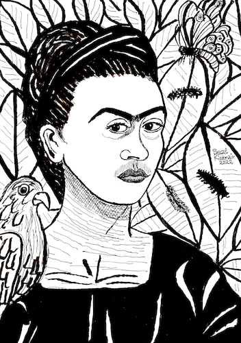 Cartoon: Frida Kahlo (medium) by Pascal Kirchmair tagged mexico,porträt,arte,gouache,aztekin,aztec,coyoacan,frida,kahlo,illustration,drawing,zeichnung,pascal,kirchmair,political,cartoon,caricature,karikatur,ilustracion,dibujo,desenho,ink,disegno,ilustracao,illustrazione,illustratie,dessin,de,presse,du,jour,art,of,the,day,tekening,teckning,cartum,vineta,comica,vignetta,caricatura,portrait,retrato,ritratto,portret,kunst,künstler,artist,artista,mexiko,painting,peinture,dipinto,pittura,pintura,cuadro,quadro,azteken,aztecs,malerei,mexico,porträt,arte,gouache,aztekin,aztec,coyoacan,frida,kahlo,illustration,drawing,zeichnung,pascal,kirchmair,political,cartoon,caricature,karikatur,ilustracion,dibujo,desenho,ink,disegno,ilustracao,illustrazione,illustratie,dessin,de,presse,du,jour,art,of,the,day,tekening,teckning,cartum,vineta,comica,vignetta,caricatura,portrait,retrato,ritratto,portret,kunst,künstler,artist,artista,mexiko,painting,peinture,dipinto,pittura,pintura,cuadro,quadro,azteken,aztecs,malerei