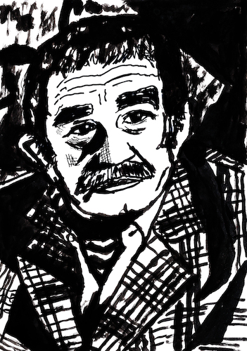 Cartoon: Gabriel Garcia Marquez (medium) by Pascal Kirchmair tagged gabriel,garcia,marquez,kunst,artwork,illustration,ink,drawing,tusche,tuschezeichnung,encre,de,chine,tinta,china,inchiostro,nanquim,zeichnung,pascal,kirchmair,cartoon,caricature,karikatur,ilustracion,dibujo,desenho,disegno,ilustracao,illustrazione,illustratie,dessin,presse,du,jour,art,of,the,day,tekening,teckning,cartum,vineta,comica,vignetta,caricatura,portrait,porträt,portret,retrato,ritratto,künstler,artist,artiste,artista,arte,schriftsteller,mexico,mexiko,mexique,caribe,karibik,aracataca,colombie,colombia,kolumbien,gabriel,garcia,marquez,kunst,artwork,illustration,ink,drawing,tusche,tuschezeichnung,encre,de,chine,tinta,china,inchiostro,nanquim,zeichnung,pascal,kirchmair,cartoon,caricature,karikatur,ilustracion,dibujo,desenho,disegno,ilustracao,illustrazione,illustratie,dessin,presse,du,jour,art,of,the,day,tekening,teckning,cartum,vineta,comica,vignetta,caricatura,portrait,porträt,portret,retrato,ritratto,künstler,artist,artiste,artista,arte,schriftsteller,mexico,mexiko,mexique,caribe,karibik,aracataca,colombie,colombia,kolumbien