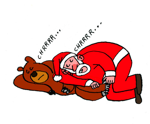 Cartoon: Hibernation (medium) by Pascal Kirchmair tagged entfällt,weihnachten,brown,bear,braunbär,bruno,jj1,weihnachtsmann,papa,noel,santa,claus,christmas,xmas,hibernate,hibernation,überwintern,winterschlaf