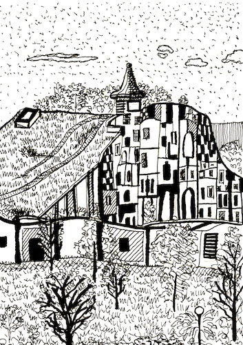 Cartoon: Kunsthaus im Rogner Bad Blumau (medium) by Pascal Kirchmair tagged kunsthaus,rogner,bad,blumau,building,architecture,architektur,hotel,friedensreich,hundertwasser,art,arte,kunst,bild,picture,artist,artiste,artista,künstler,illustration,drawing,zeichnung,pascal,kirchmair,cartoon,caricature,karikatur,ilustracion,dibujo,desenho,ink,disegno,ilustracao,illustrazione,illustratie,dessin,de,presse,du,jour,of,the,day,tekening,teckning,cartum,vineta,comica,vignetta,kunsthaus,rogner,bad,blumau,building,architecture,architektur,hotel,friedensreich,hundertwasser,art,arte,kunst,bild,picture,artist,artiste,artista,künstler,illustration,drawing,zeichnung,pascal,kirchmair,cartoon,caricature,karikatur,ilustracion,dibujo,desenho,ink,disegno,ilustracao,illustrazione,illustratie,dessin,de,presse,du,jour,of,the,day,tekening,teckning,cartum,vineta,comica,vignetta