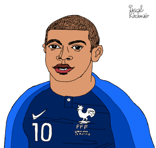 Cartoon: Kylian Mbappe (medium) by Pascal Kirchmair tagged kylian,mbappe,cartoon,caricature,karikatur,ilustracion,illustration,pascal,kirchmair,desenho,drawing,zeichnung,dibujo,disegno,ilustracao,illustrazione,illustratie,dessin,de,presse,du,jour,art,of,the,day,tekening,teckning,cartum,vineta,comica,vignetta,caricatura,humor,humour,portrait,retrato,ritratto,portret,porträt,artiste,artista,artist,künstler,paris,france,psg,saint,germain,weltmeister,world,cup,2018,russia,champion,monde,foot,football,futebol,futbol,soccer,kylian,mbappe,cartoon,caricature,karikatur,ilustracion,illustration,pascal,kirchmair,desenho,drawing,zeichnung,dibujo,disegno,ilustracao,illustrazione,illustratie,dessin,de,presse,du,jour,art,of,the,day,tekening,teckning,cartum,vineta,comica,vignetta,caricatura,humor,humour,portrait,retrato,ritratto,portret,porträt,artiste,artista,artist,künstler,paris,france,psg,saint,germain,weltmeister,world,cup,2018,russia,champion,monde,foot,football,futebol,futbol,soccer