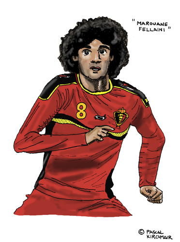 Cartoon: Marouane Fellaini (medium) by Pascal Kirchmair tagged wm,fifa,world,cup,weltmeisterschaft,fußballer,spieler,foot,football,futebol,futbol,marouane,fellaini,belgien,belgique,caricature,cartoon,karikatur,dessin,illustration,poster,wm,fifa,world,cup,weltmeisterschaft,fußballer,spieler,foot,football,futebol,futbol,marouane,fellaini,belgien,belgique,caricature,cartoon,karikatur,dessin,illustration,poster