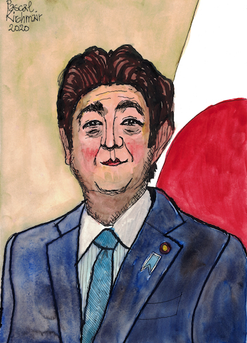 Cartoon: Shinzo Abe (medium) by Pascal Kirchmair tagged japan,shinzo,abe,illustration,drawing,zeichnung,pascal,kirchmair,political,cartoon,caricature,karikatur,ilustracion,dibujo,desenho,ink,disegno,ilustracao,illustrazione,illustratie,dessin,de,presse,du,jour,art,of,the,day,tekening,teckning,cartum,vineta,comica,vignetta,caricatura,portrait,retrato,ritratto,portret,kunst,politiker,politician,politics,prime,minister,premier,premierminister,watercolor,watercolour,aquarell,japan,shinzo,abe,illustration,drawing,zeichnung,pascal,kirchmair,political,cartoon,caricature,karikatur,ilustracion,dibujo,desenho,ink,disegno,ilustracao,illustrazione,illustratie,dessin,de,presse,du,jour,art,of,the,day,tekening,teckning,cartum,vineta,comica,vignetta,caricatura,portrait,retrato,ritratto,portret,kunst,politiker,politician,politics,prime,minister,premier,premierminister,watercolor,watercolour,aquarell