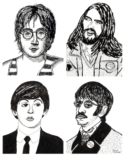 Cartoon: The Beatles (medium) by Pascal Kirchmair tagged john,lennon,paul,mccartney,ringo,starr,george,harrison,hare,krishna,legend,star,the,beatles,famous,berühmt,fab,four,musik,musiker,musician,music,singer,songwriter,composer,illustration,drawing,zeichnung,pascal,kirchmair,cartoon,caricature,karikatur,ilustracion,dibujo,desenho,ink,disegno,ilustracao,illustrazione,illustratie,dessin,de,presse,du,jour,art,of,day,tekening,teckning,cartum,vineta,comica,vignetta,caricatura,portrait,portret,retrato,ritratto,porträt,liverpool,england,great,britain,john,lennon,paul,mccartney,ringo,starr,george,harrison,hare,krishna,legend,star,the,beatles,famous,berühmt,fab,four,musik,musiker,musician,music,singer,songwriter,composer,illustration,drawing,zeichnung,pascal,kirchmair,cartoon,caricature,karikatur,ilustracion,dibujo,desenho,ink,disegno,ilustracao,illustrazione,illustratie,dessin,de,presse,du,jour,art,of,day,tekening,teckning,cartum,vineta,comica,vignetta,caricatura,portrait,portret,retrato,ritratto,porträt,liverpool,england,great,britain