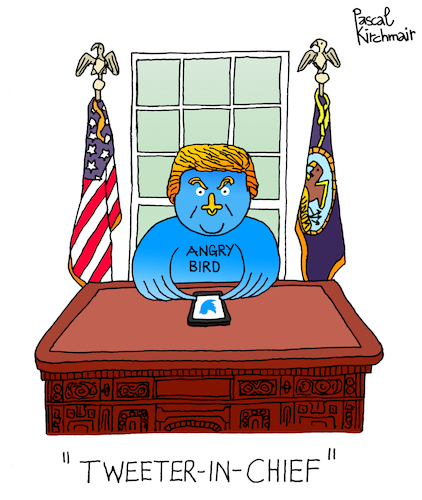 Cartoon: The Tweeter in Chief (medium) by Pascal Kirchmair tagged donald,trump,the,tweeter,in,chief,cartoon,caricature,karikatur,pascal,kirchmair,twitter,angry,bird,dibujo,desenho,drawing,zeichnung,illustration,ilustracion,portrait,retrato,ritratto,disegno,ilustracao,illustrazione,illustratie,dessin,du,jour,art,of,day,tekening,teckning,cartum,vineta,comica,vignetta,caricatura,donald,trump,the,tweeter,in,chief,cartoon,caricature,karikatur,pascal,kirchmair,twitter,angry,bird,dibujo,desenho,drawing,zeichnung,illustration,ilustracion,portrait,retrato,ritratto,disegno,ilustracao,illustrazione,illustratie,dessin,du,jour,art,of,day,tekening,teckning,cartum,vineta,comica,vignetta,caricatura