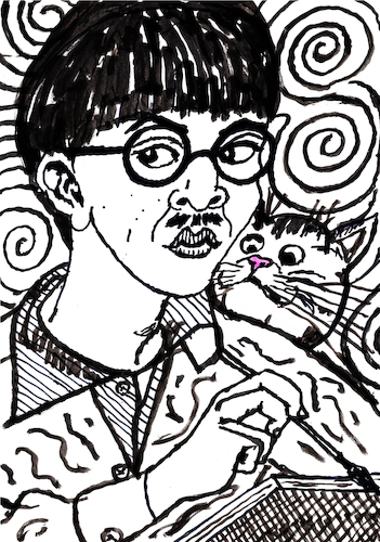 Cartoon: Tsuguharu Foujita with his cat (medium) by Pascal Kirchmair tagged tsuguharu,foujita,cat,chat,katze,gato,gatto,japon,giappone,japao,japan,porträt,ink,drawing,dessin,illustration,pascal,kirchmair,portrait,caricature,karikatur,dibuix,zeichnung,cartoon,ilustracion,dibujo,desenho,disegno,ilustracao,illustrazione,illustratie,de,presse,du,jour,art,of,the,day,tekening,teckning,cartum,vineta,comica,vignetta,caricatura,portret,retrato,ritratto,bichano,felino,felin,arte,kunst,artwork,tusche,tuschezeichnung,copic,marker,markers,encre,chine,tinta,china,inchiostro,nanquim,tsuguharu,foujita,cat,chat,katze,gato,gatto,japon,giappone,japao,japan,porträt,ink,drawing,dessin,illustration,pascal,kirchmair,portrait,caricature,karikatur,dibuix,zeichnung,cartoon,ilustracion,dibujo,desenho,disegno,ilustracao,illustrazione,illustratie,de,presse,du,jour,art,of,the,day,tekening,teckning,cartum,vineta,comica,vignetta,caricatura,portret,retrato,ritratto,bichano,felino,felin,arte,kunst,artwork,tusche,tuschezeichnung,copic,marker,markers,encre,chine,tinta,china,inchiostro,nanquim