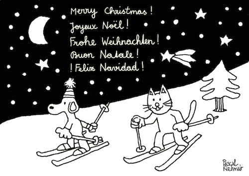 Cartoon: Weihnachtskarte - Christmas Card (medium) by Pascal Kirchmair tagged merry,christmas,card,joyeux,noel,frohe,weihnachten,cartoon,illustration,desenho,dibujo,caricature,karikatur,caricatura,ilustracion,ilustracao,art,arte,kunst,weihnachtskarte,carte,de,cartoons,comics,comic,lustig,funny,ein,karte,pascal,kirchmair,ink,tusche,tuschezeichnung,drawing,zeichnung,disegno,illustrazione,illustratie,dessin,presse,du,jour,of,the,day,tekening,teckning,cartum,vineta,comica,vignetta,buon,natale,feliz,navidad,bom,natal,boas,festas,cartao,tarjeta,voeux,merry,christmas,card,joyeux,noel,frohe,weihnachten,cartoon,illustration,desenho,dibujo,caricature,karikatur,caricatura,ilustracion,ilustracao,art,arte,kunst,weihnachtskarte,carte,de,cartoons,comics,comic,lustig,funny,ein,karte,pascal,kirchmair,ink,tusche,tuschezeichnung,drawing,zeichnung,disegno,illustrazione,illustratie,dessin,presse,du,jour,of,the,day,tekening,teckning,cartum,vineta,comica,vignetta,buon,natale,feliz,navidad,bom,natal,boas,festas,cartao,tarjeta,voeux