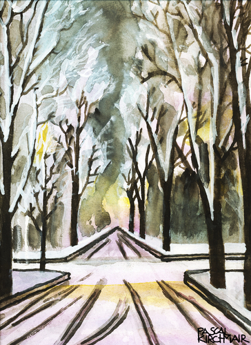 Cartoon: Winterallee in Innsbruck (medium) by Pascal Kirchmair tagged malerei,watercolour,painting,aquarell,innsbruck,allee,winter,winter,allee,innsbruck,aquarell,painting,watercolour,malerei