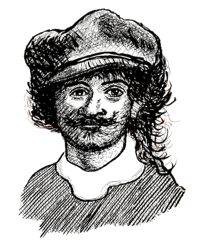 Cartoon: Young Rembrandt (medium) by Pascal Kirchmair tagged rembrandt,van,rijn,artist,artiste,artista,kunst,künstler,illustration,sepia,ink,drawing,tusche,tuschezeichnung,zeichnung,pascal,kirchmair,cartoon,caricature,karikatur,ilustracion,dibujo,desenho,disegno,ilustracao,illustrazione,illustratie,dessin,de,presse,du,jour,art,of,the,day,tekening,teckning,cartum,vineta,comica,vignetta,caricatura,portrait,porträt,portret,retrato,ritratto,arte,holland,netherlands,niederlande,leiden,amsterdam,leyden,rembrandt,van,rijn,artist,artiste,artista,kunst,künstler,illustration,sepia,ink,drawing,tusche,tuschezeichnung,zeichnung,pascal,kirchmair,cartoon,caricature,karikatur,ilustracion,dibujo,desenho,disegno,ilustracao,illustrazione,illustratie,dessin,de,presse,du,jour,art,of,the,day,tekening,teckning,cartum,vineta,comica,vignetta,caricatura,portrait,porträt,portret,retrato,ritratto,arte,holland,netherlands,niederlande,leiden,amsterdam,leyden