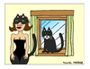 Cartoon: Cat meets Catwoman (small) by Pascal Kirchmair tagged catsuit sexual diversity cartoon cat catwoman sexy miau meow