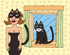 Cartoon: Cat sees Catwoman (small) by Pascal Kirchmair tagged cat,catwoman,sexy,miau,meow