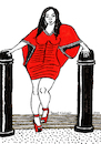 Curvy woman in red dress