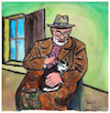 Cartoon: Henri Matisse mit Katze (small) by Pascal Kirchmair tagged henri,matisse,chat,cat,katze,aquarell,watercolour,portrait,portret,cartum
