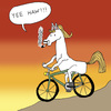 Cartoon: Horse With Hands Riding A Bike (small) by Pascal Kirchmair tagged pferd auf fahrrad yee haw velo bicyclette cheval sur une horse on bike bicycle bicicletta