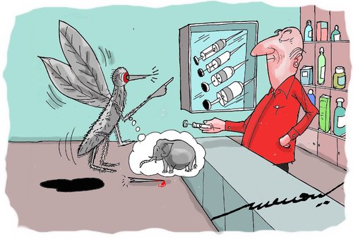Cartoon: Ambitious Mosquitoe (medium) by kar2nist tagged mosquitoe,elephant