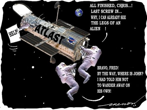 Cartoon: ATLAST (medium) by kar2nist tagged atlast,telescope,nasa,aliens,space