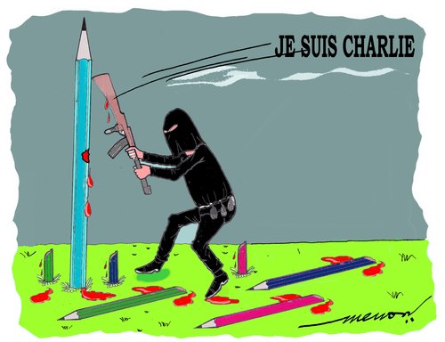 Cartoon: attack on freedom (medium) by kar2nist tagged cartoonists,killling,france,hebdo,charlie
