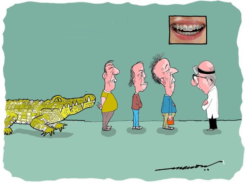 Cartoon: Braces (medium) by kar2nist tagged dentists,braces,teeth,alligator,crocodoile
