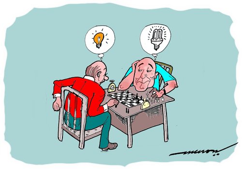 Cartoon: bright idea (medium) by kar2nist tagged chess,moves,ideas