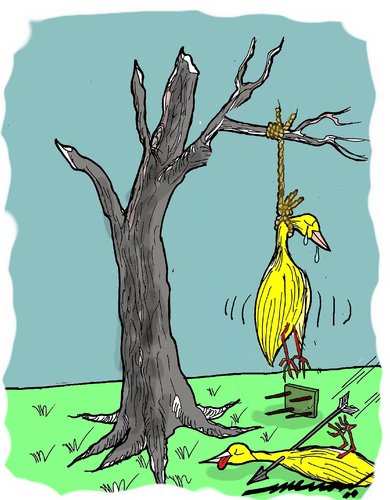 Cartoon: Driven by despair (medium) by kar2nist tagged pairing,suicide,species,man