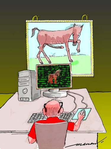Cartoon: female trojan (medium) by kar2nist tagged computer,horse,virus,trojan