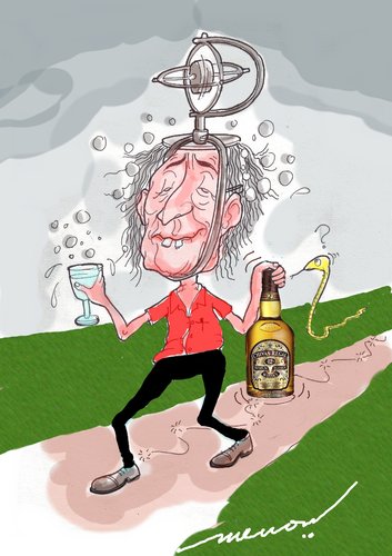 Cartoon: gyro balancing (medium) by kar2nist tagged drinks,gyroscope,balancine,walking,drunkard