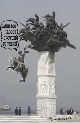 Cartoon: Horse had enough (medium) by kar2nist tagged izmir,turkey,statue