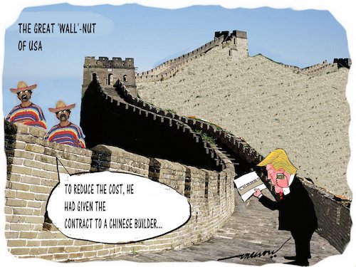 Cartoon: The Great Wll Nut of USA (medium) by kar2nist tagged trump,usa,mexican,wall,chinese