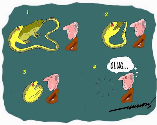 Cartoon: the vanising act (medium) by kar2nist tagged snake,frog,man