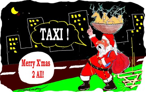 Cartoon: vehicle breakdown (medium) by kar2nist tagged breakdown,vehicle,christmas,taxi,santa
