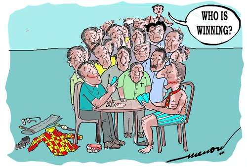 Cartoon: Winner (medium) by kar2nist tagged cardgame,winner,looser