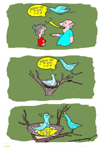 Cartoon: wrong present (medium) by kar2nist tagged present,birthday,women,birds