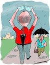 Cartoon: absent-minded (small) by kar2nist tagged absent,minded,old,people,forgetfulness,rain,umbrella