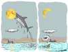 Cartoon: Attack at moonset (small) by kar2nist tagged moon,shark,attack